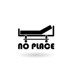 Hospital bed with no place text icon with shadow