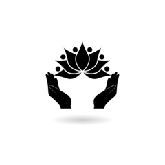 Lotus Flowers icon with shadow isolated on white background