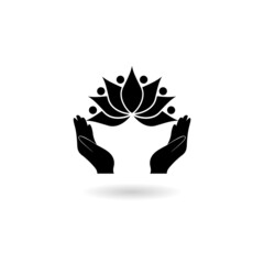 Lotus Flowers icon with shadow isolated on white background