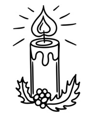 Vector holiday festive candle with decor