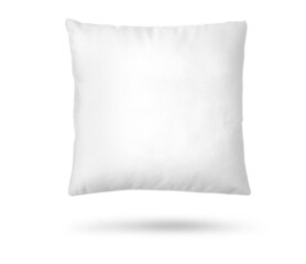 An empty pillow is isolated on a white