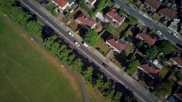 Arial Shot Push and Tilt to reveal The Valley Stadium Charlton Athletic Football Club London