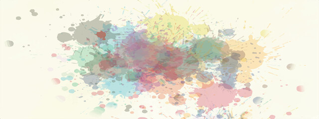 Fototapeta na wymiar Chaotic colorful dabs, abstract background. Vector element for your design. Abstract watercolor hand drawn image, for splash background, colorful shades on white.