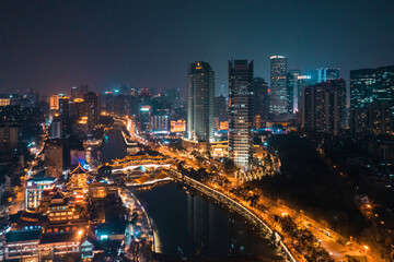 Fototapeta na wymiar aerial view of the city in night