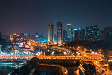 Obraz na płótnie Canvas aerial view of the city in night
