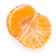 Half Mandarines oranges fruits or tangerines  isolated on white background.