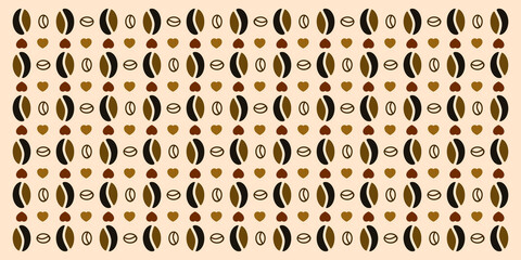 Seamless geometric pattern coffee beans. Vector wallpaper background