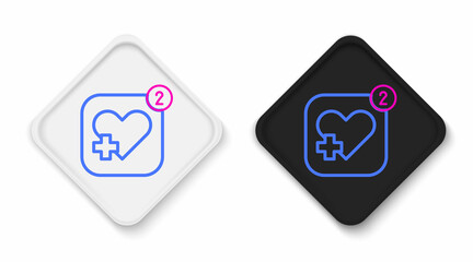 Line Smartphone with heart rate monitor function icon isolated on white background. Colorful outline concept. Vector