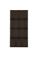 Whole dark bitter chocolate bar isolated on white background.