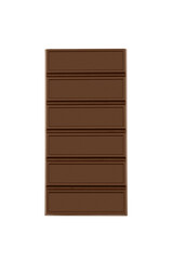 Whole milk chocolate bar isolated on white background.