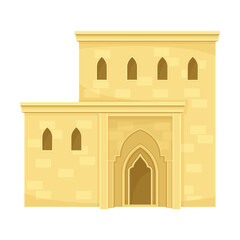 Fototapeta premium Traditional Arabic house. Middle East two storey building vector illustration