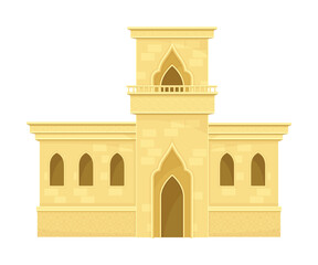 Fototapeta premium Traditional Arabic building. Middle East house vector illustration