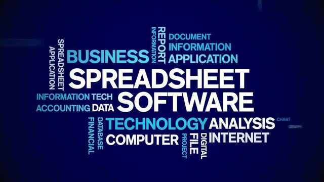 Spreadsheet Software Animated Tag Word Cloud;Text Design Animation typography seamless loop.