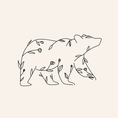 WHITE Bear Minimalist Modern Logo