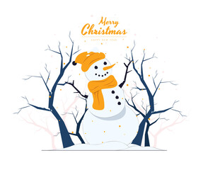 Happy Snowman in winter christmas new year concept illustration