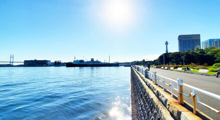 横浜山下公園朝の風景