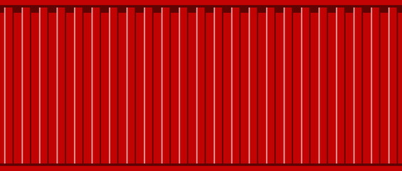Cargo container background. Red texture of cargo container. Structure of metal for shipping on ship. Construction of trailer for export. Industry of heavy commercial transport for delivery. Vector - obrazy, fototapety, plakaty