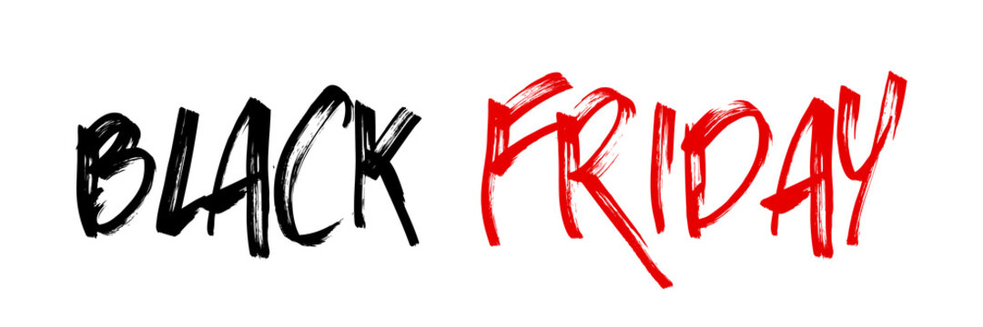 Black friday font text. Calligraphy lettering for black friday sale. Vintage type of text for logo, typography, banner and poster. Design of font for special offer. Advertising card. Vector