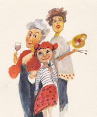 Family with tree people