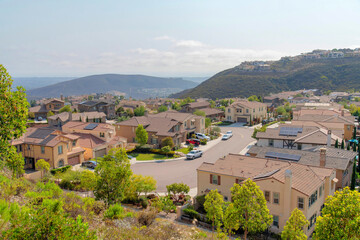 Fototapeta na wymiar Residential area view at Double Peak Park, San Marcos in California