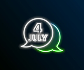 Glowing neon line USA Independence day icon isolated on black background. 4th of July. United States of America country. Colorful outline concept. Vector