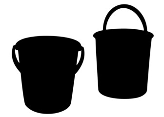 Large  buckets. Vector image.
