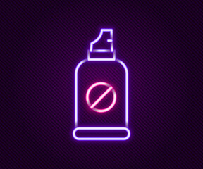 Glowing neon line Spray against insects icon isolated on black background. Colorful outline concept. Vector