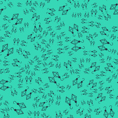 Black Earrings icon isolated seamless pattern on green background. Jewelry accessories. Vector