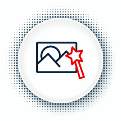 Line Photo retouching icon isolated on white background. Photographer, photography, retouch icon. Colorful outline concept. Vector