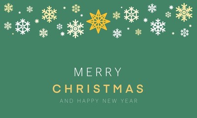 シンプルで可愛いクリスマスハッピーホリデー背景壁紙素材　-雪の結晶-（緑）