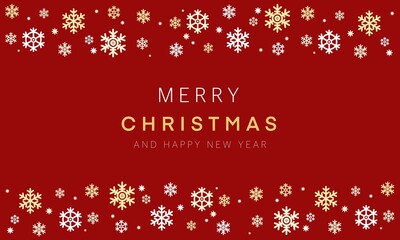 シンプルで可愛いモダンなクリスマスハッピーホリデー背景壁紙素材　-雪の結晶-（赤）