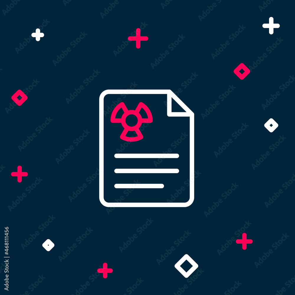Poster line radiation warning document icon isolated on blue background. text file. colorful outline concep