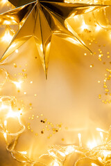 new year's text frame, christmas text frame, gold background with a star