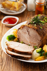 Whole cooked pork neck.