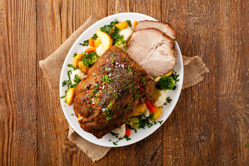 Whole cooked pork neck.