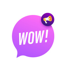 Wow megaphone. Flat vector illustration. Announce promotion offer. People communicate