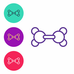Set line Molecule icon isolated on white background. Structure of molecules in chemistry, science teachers innovative educational poster. Set icons colorful. Vector