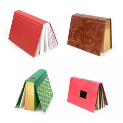 Book in colour cover with white sheets isolated on a white background