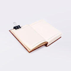 Open book in with white sheets isolated on a white background