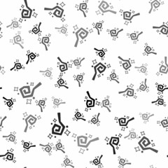 Black Magic staff icon isolated seamless pattern on white background. Magic wand, scepter, stick, rod. Vector