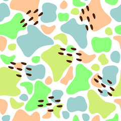 Seamless pattern of abstract spots. Hand drawn modern flat illustration.