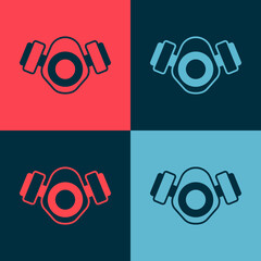 Pop art Gas mask icon isolated on color background. Respirator sign. Vector