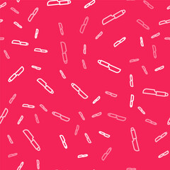 White line Knife icon isolated seamless pattern on red background. Cutlery symbol. Vector