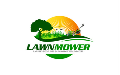 Illustration vector graphic of lawn care, landscape, grass concept logo design template