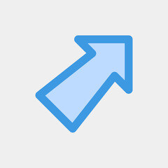 Up right arrow icon vector illustration in blue style, use for website mobile app presentation