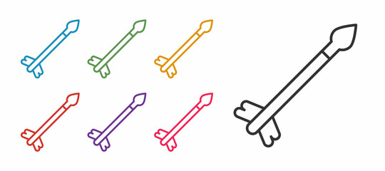 Set line Medieval arrows icon isolated on white background. Medieval weapon. Set icons colorful. Vector