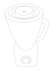 Contour blender for chopping food from black lines isolated on white background. Front view. Vector illustration