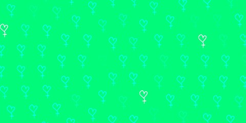 Light Green vector texture with women rights symbols.