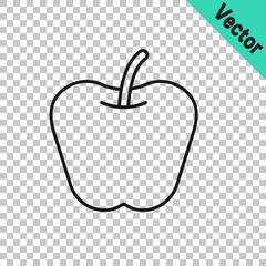 Black line Apple icon isolated on transparent background. Excess weight. Healthy diet menu. Fitness diet apple. Vector