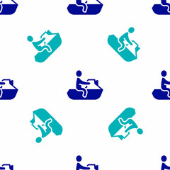 Blue Jet ski icon isolated seamless pattern on white background. Water scooter. Extreme sport. Vector